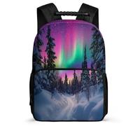 TPISLI Kids and Teens Snowy Scenery Backpack for School Colourful Aurora Bookbag Primary Age 6-11 School Years 1-4, Sturdy Handle Padded Back Outdoor Day Trips