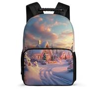 TPISLI Kids and Teens Snowy Scenery School Backpack Ages 6-10 Landscapes Daypack for Children Junior School, Lightweight Side Pockets Outdoor Day Trips