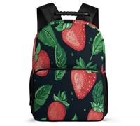 TPISLI Kids and Teens Strawberry Print School Bag Ages 6-10 Fruit Pattern Rucksack for Children School Years 1-4, Soft Felt Details 1680D Fabric Birthday Gift
