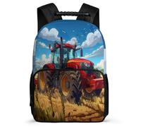 TPISLI Kids and Teens Tractor Backpack 6-11 Years Car Pattern Backpack for Girls Boys School Years 1-4, 1680D Fabric Soft Felt Details Birthday Gift