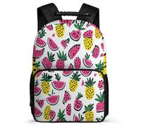 TPISLI Kids and Teens Watermelon Pineapple Daypack for School Fruit Pattern Rucksack Ages 6-10 Junior School, Adjustable Straps Soft Felt Details Daily Essentials