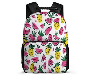 TPISLI Kids and Teens Watermelon Pineapple Daypack for School Fruit Pattern Rucksack Ages 6-10 Junior School, Adjustable Straps Soft Felt Details Daily Essentials