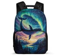 TPISLI Kids and Teens Whale Design Bookbag Ages 6-10 Marine Life Backpack for Students Junior School, Adjustable Straps Sturdy Handle Back to School Gift