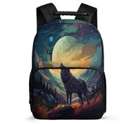 TPISLI Kids and Teens Wolf Design Backpack for School Animal Wolves Bookbag Primary Age 6-11 School Years 1-4, Sturdy Handle Padded Back Outdoor Day Trips