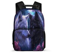 TPISLI Kids and Teens Wolf Print Rucksack 6-11 Years Animal Wolve Motif Bookbag for Kids and Teens Primary Classes, Lightweight Adjustable Straps Travel Daily Use