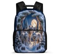 TPISLI Kids and Teens Wolves 3D Printed Daypack School Years 2-5 Animal Wolf Bookbag for Children Primary School, Adjustable Straps Side Pockets Birthday Gift