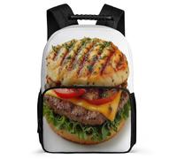 TPISLI Kids Backpack Burger Print Bagpack for Boys Girls Primary Schoolbag Food Pattern School Bag Travel Bookbags Junior Student Bookbag