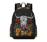 TPISLI Kids Backpack for Girls 8-16 Years Cattle Illustration School Bags for Boys Primary School Years 2-6, Childrens Rucksack with Bull Animal, Fits A4 Folder
