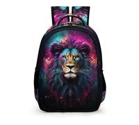 Kids Backpack High School Girls Boys Lion Children School Bag Packs Teenager Animal Lion Book Bag Water Resistant Unisex Casual Travel Daypack