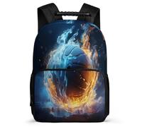 TPISLI Kids Backpack Ice And Fire Basketball Rucksack for Boys Girls 6-12 Years Old Travel Daypack Satchel Basketball School Bag Primary