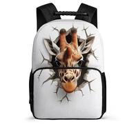 TPISLI Kids Backpack Nylon Felt Bag Giraffe Primary School Girls Backpack with 3D Animal Bookbag for Boys with Front Pocket