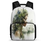TPISLI Kids Backpack Nylon Felt Bag Landscape Art Primary School Girls Backpack with Portrait Art Bookbag for Boys with Front Pocket