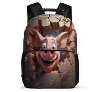 TPISLI Kids Backpack Nylon Felt Bag Pig Motif Primary School Girls Backpack with 3D Piglet Animal Cracker Bookbag for Boys with Front Pocket