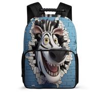 TPISLI Kids Backpack Nylon Felt Bag Zebra Primary School Girls Backpack with Animal 3D Bookbag for Boys with Front Pocket