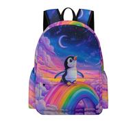 TPISLI Kids Backpack with Penguin Motif,Large Boys Rainbow Design School Bag for Primary School Elementary,Lightweight Book Bag for Sports And Travel