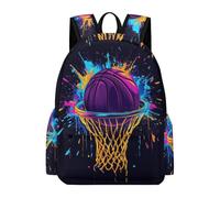 TPISLI Kids Basket-Ball Design Rucksack for Boys Girls Year 7-10 16.5 Inch Rucksack, Everyday Durable Basketball Bookbag for Spring Outing Travel New Term Gift Classroom Books