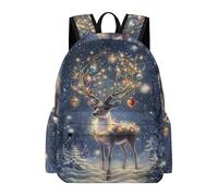 TPISLI Kids Beautiful Deer Backpack School Bag Reindeer Theme Boys Girls 10-16 Years Daypack for Secondary Students, Modern 14 Inch Laptop Bag for Outdoor Trips and Classes
