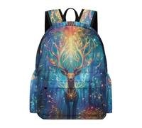 TPISLI Kids Beautiful Deer Rucksack for Boys Girls Year 7-10 16.5 Inch Rucksack Everyday Durable Animal Reindeer Bookbag for Spring Outing Travel New Term Gift Classroom Books