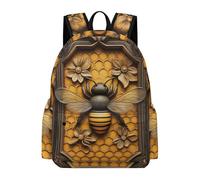 TPISLI Kids Bee Motif Backpack Boys Girls Secondary School Age 11-16 15.6 Inch Laptop Backpack, Trendy Lightweight 3D Bee Print Fashion School Bag for Spring Outing Travel Holiday Gift
