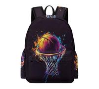 TPISLI Kids Boys School Backpack Basket-Ball Illustration Book Bag for Middle/Elementary Students, Daypack Basketball Design Rucksack for Travel Camping Hiking