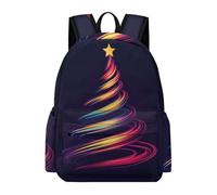 TPISLI Kids Boys School Backpack Christmas Tree Motif Book Bag for Middle/Elementary Students, Daypack Christmas Theme Rucksack for Travel Camping Hiking