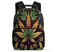 TPISLI Kids Cannabis Leaves Backpack for 5 to 10 Years, Boys Girls Plant Print School Bag, Lightweight Rucksack, Side Pockets, Padded Back, Travel Daily Use