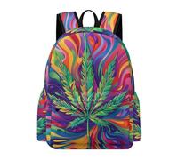 TPISLI Kids Cannabis Leaves Backpack School Bag Plant Print Boys Girls Year 5-9 Daypack for Daily Classes, Modern Outdoor Rucksack for Study Days and Travel and Class Travel Use