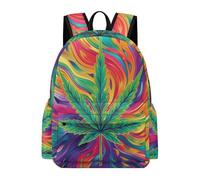 TPISLI Kids Cannabis Leaves Rucksack for Boys Girls Year 7-10 16.5 Inch Rucksack Everyday Durable Plant Print Bookbag for Spring Outing Travel New Term Gift Classroom Books