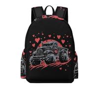 TPISLI Kids Car Motif School Backpack School Bags for Girls Boys, Heart Pattern Backpack Unisex Lightweight Laptop Bookbag