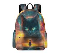 TPISLI Kids Cat Pattern School Backpack Boys Girls 11-16 Years Trendy Lightweight Animal Kitten Back pack for Weekend Trips New Term Gift, 16.5 Inch School Bag Books Gear