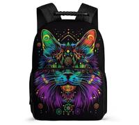 TPISLI Kids Cat Pattern School Backpack Primary Age 6-11 Animal Kitten School Bag for Boys Girls Year 3-6, Soft Felt Details Sturdy Handle Birthday Gift