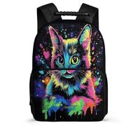 TPISLI Kids Colourful Kitten Pattern Backpack 8-12 Years, Children Kids Animal Cat School Bag, Lightweight Rucksack, 1680D Fabric, Primary Classes, Daily Essentials