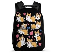 TPISLI Kids Corgis Dog Design School Backpack Primary Age 6-11 Cute Puppy Motif Rucksack for Students Primary School, Adjustable Straps Padded Back Daily Essentials