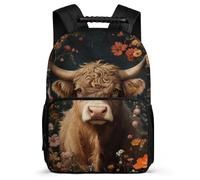TPISLI Kids Cow Backpack Primary Age 6-11, Boys Girls Scottish Highland Cow School Bag, Lightweight Rucksack, 1680D Fabric, Primary Classes, Daily Essentials