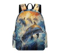 TPISLI Kids Dolphin Backpack School Bag Ocean Marine Life Boys Girls Ages 11-16 Daypack for Secondary Students, Practical 15.6 Inch Laptop Bag for Daily Study and Weekend Use