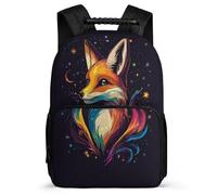 TPISLI Kids Fox Illustration Backpack Ages 6-10, Boys Girls Animal Pattern School Bag, Lightweight Rucksack, 1680D Fabric, Primary Classes, Daily Essentials