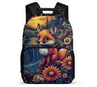 TPISLI Kids Fox Pattern Backpack 7-11 Year Olds, Children Kids Fox Animal School Bag, Lightweight Rucksack, 1680D Fabric, Primary Classes, Daily Essentials