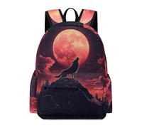 TPISLI Kids Full Moon Wolf Backpack School Bag Wolves Moon Boys Girls Ages 8-12 Daypack for Daily Classes, Modern 11.6 Inch Laptop Daypack for Daily Lessons and Weekend Travel