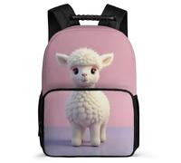 TPISLI Kids Funny Llama School Bag 7-11 Year Olds Animal Alpaca Backpack for Kids and Teens Year 3-6, Adjustable Straps Soft Felt Details Daily Essentials