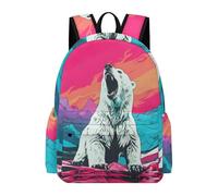 TPISLI Kids Funny Polar Bear Backpack School Bag Animal Bear Boys Girls 10-16 Years Daypack for Secondary Students, Modern 14 Inch Laptop Bag for Outdoor Trips and Classes