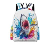 TPISLI Kids Funny Shark Print Backpack Boys Girls Year 4-8 Trendy Lightweight Marine Life Design Back pack for Outdoor Travel Birthday Gift, 13.3 Inch Laptop Rucksack Daily Carry