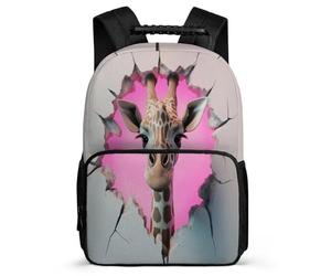 TPISLI Kids Giraffe Design School Backpack Primary Age 6-11 Animal 3D Pattern School Bag for Boys Girls Year 3-6, Soft Felt Details Sturdy Handle Birthday Gift