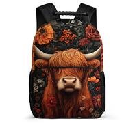 TPISLI Kids Highland Cow Motif Backpack 7-11 Year Olds, Children Kids Bull School Bag, Lightweight Rucksack, 1680D Fabric, Primary Classes, Daily Essentials