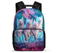 TPISLI Kids Kawaii Cats Design Backpack 8-12 Years, Children Kids Animal Kitten School Bag, Lightweight Rucksack, 1680D Fabric, Primary Classes, Daily Essentials