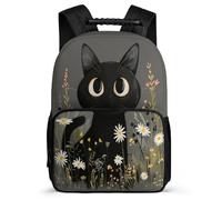 TPISLI Kids Kawaii Kitten Backpack 8-12 Years, Children Kids Black Cat Print School Bag, Lightweight Rucksack, 1680D Fabric, Primary Classes, Daily Essentials