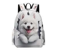 TPISLI Kids Kawaii Samoyed Dog Backpack for School, Large Animal Puppy Rucksack, Lightweight Casual School Bag for Vacation Travel, Backpack Girls Boys