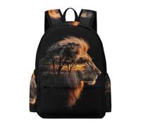 TPISLI Kids Lion Illustration Backpack for School, Large Animal Rucksack, Lightweight Casual School Bag for Vacation Travel, Backpack Girls Boys