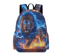 TPISLI Kids Lion Print Rucksack for Boys Girls Year 7-10 16.5 Inch Rucksack Everyday Durable Animal Lion Design Bookbag for Spring Outing Travel New Term Gift Classroom Books