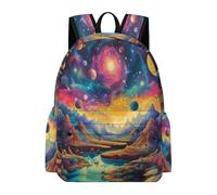TPISLI Kids Multicolored Planet Backpack School Bag Cosmos Boys Girls 10-16 Years Daypack for Secondary Students, Modern 14 Inch Laptop Bag for Outdoor Trips and Classes