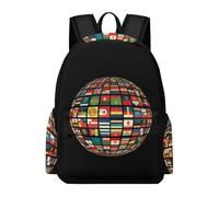 TPISLI Kids National Flag Pattern Backpack Boys 6-8 8-12 Girls Middle World Map Design School Bag for Primary Girls With Water Bottle Holder